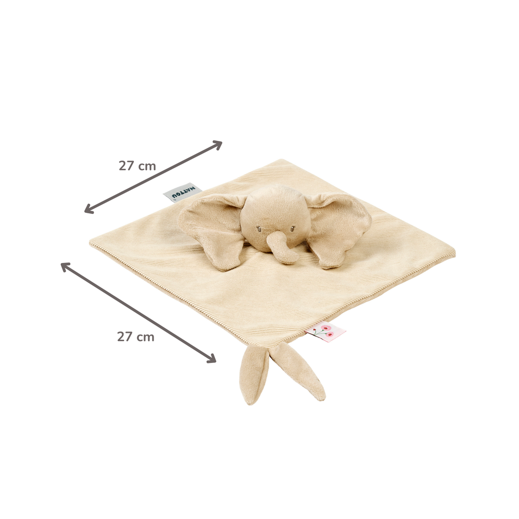 FanFan Baby Cuddly blanket - 27 x 27 cm - Doudou Elephant - Sand [FR]
