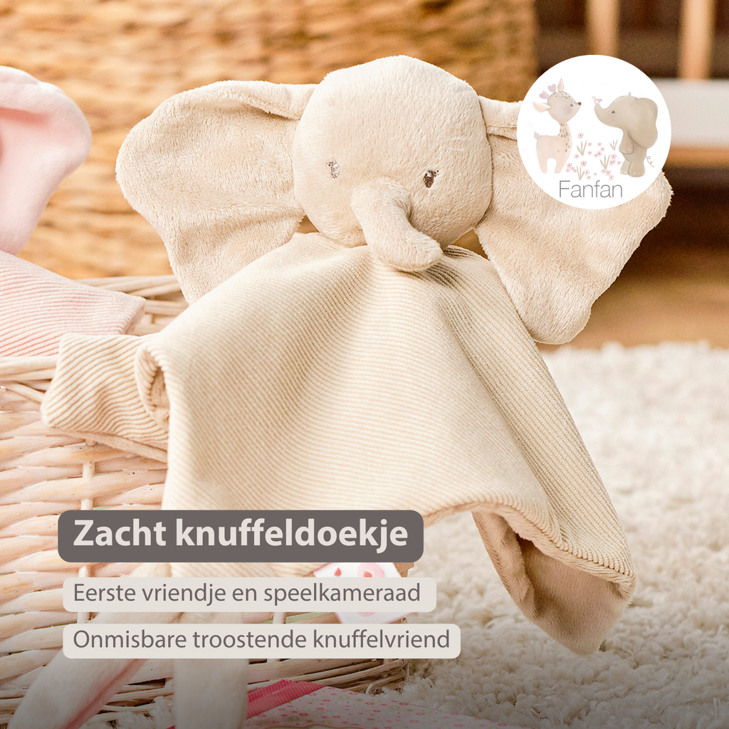 FanFan Baby Cuddly blanket - 27 x 27 cm - Doudou Elephant - Sand [NL]