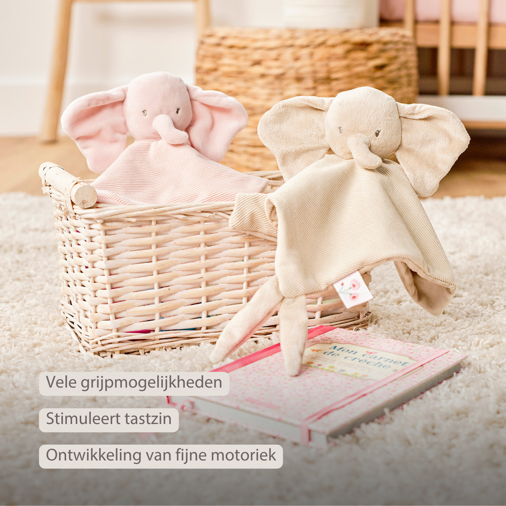 FanFan Baby Cuddly blanket - 27 x 27 cm - Doudou Elephant - Sand [NL]