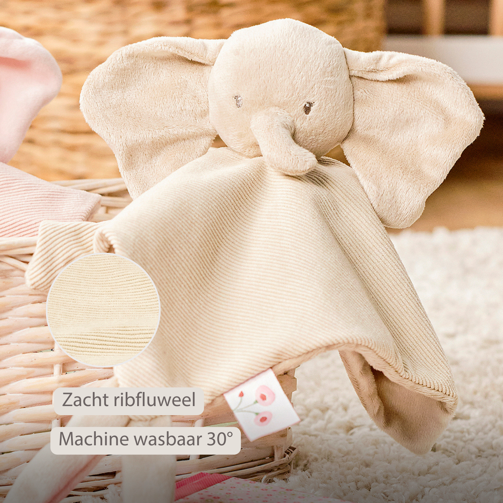 FanFan Baby Cuddly blanket - 27 x 27 cm - Doudou Elephant - Sand [NL]