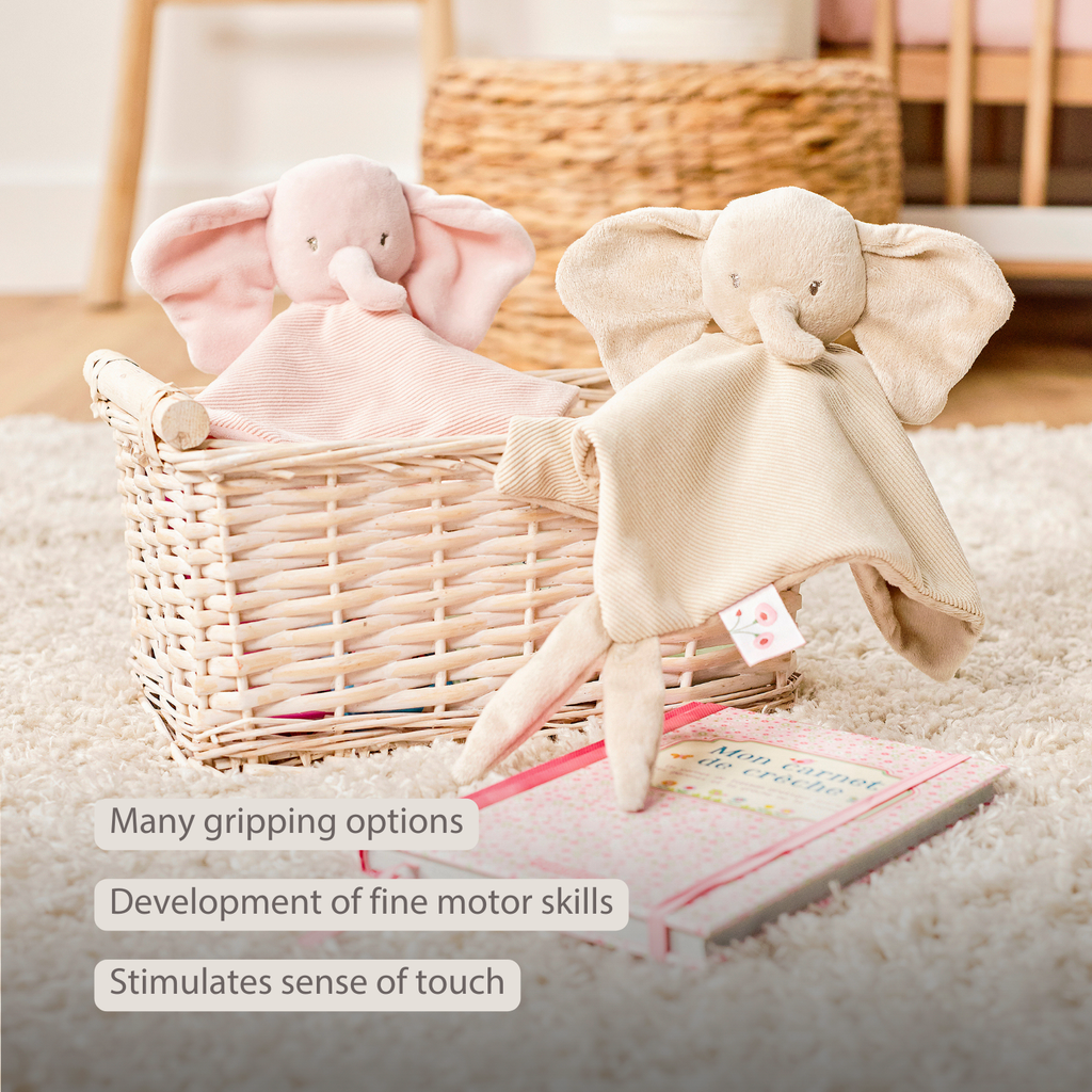FanFan Baby Cuddly blanket - 27 x 27 cm - Doudou Elephant - Sand [EN]