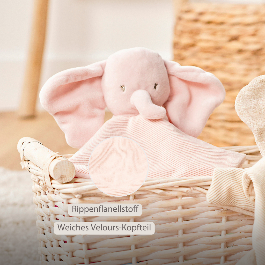 FanFan Baby Cuddle blanket - 27 x 27 cm - Doudou Elephant - Pink [DE]