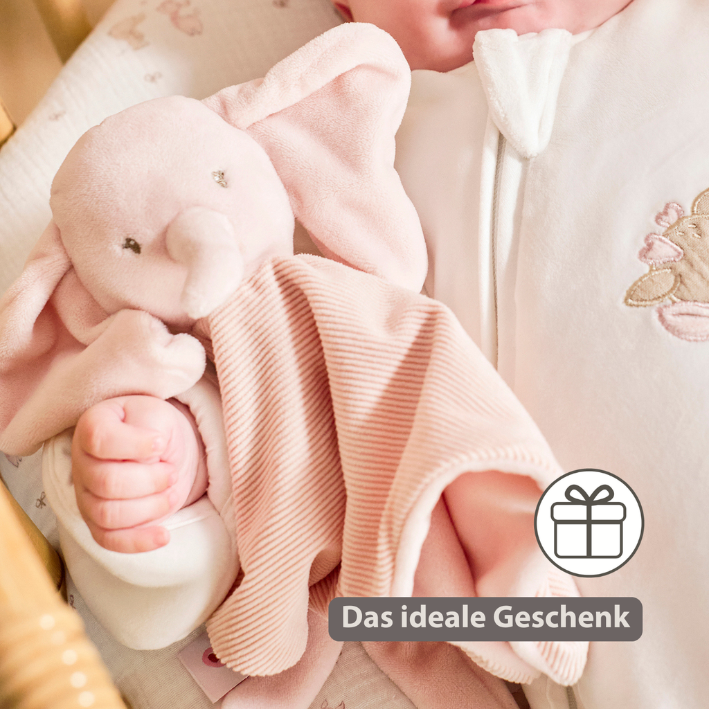 FanFan Baby Cuddle blanket - 27 x 27 cm - Doudou Elephant - Pink [DE]