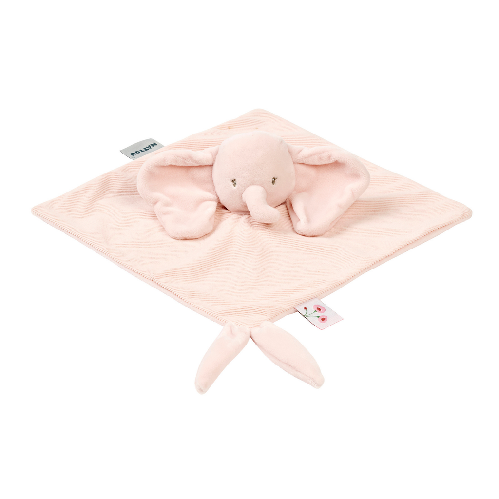 FanFan Baby Cuddle blanket - 27 x 27 cm - Doudou Elephant - Pink [FR]