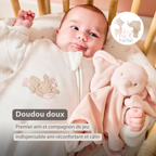FanFan Baby Cuddle blanket - 27 x 27 cm - Doudou Elephant - Pink [FR]