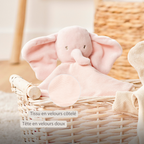 FanFan Baby Cuddle blanket - 27 x 27 cm - Doudou Elephant - Pink [FR]