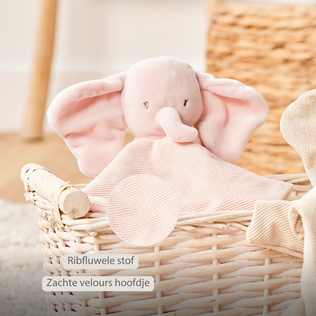 FanFan Baby Cuddle blanket - 27 x 27 cm - Doudou Elephant - Pink [NL]