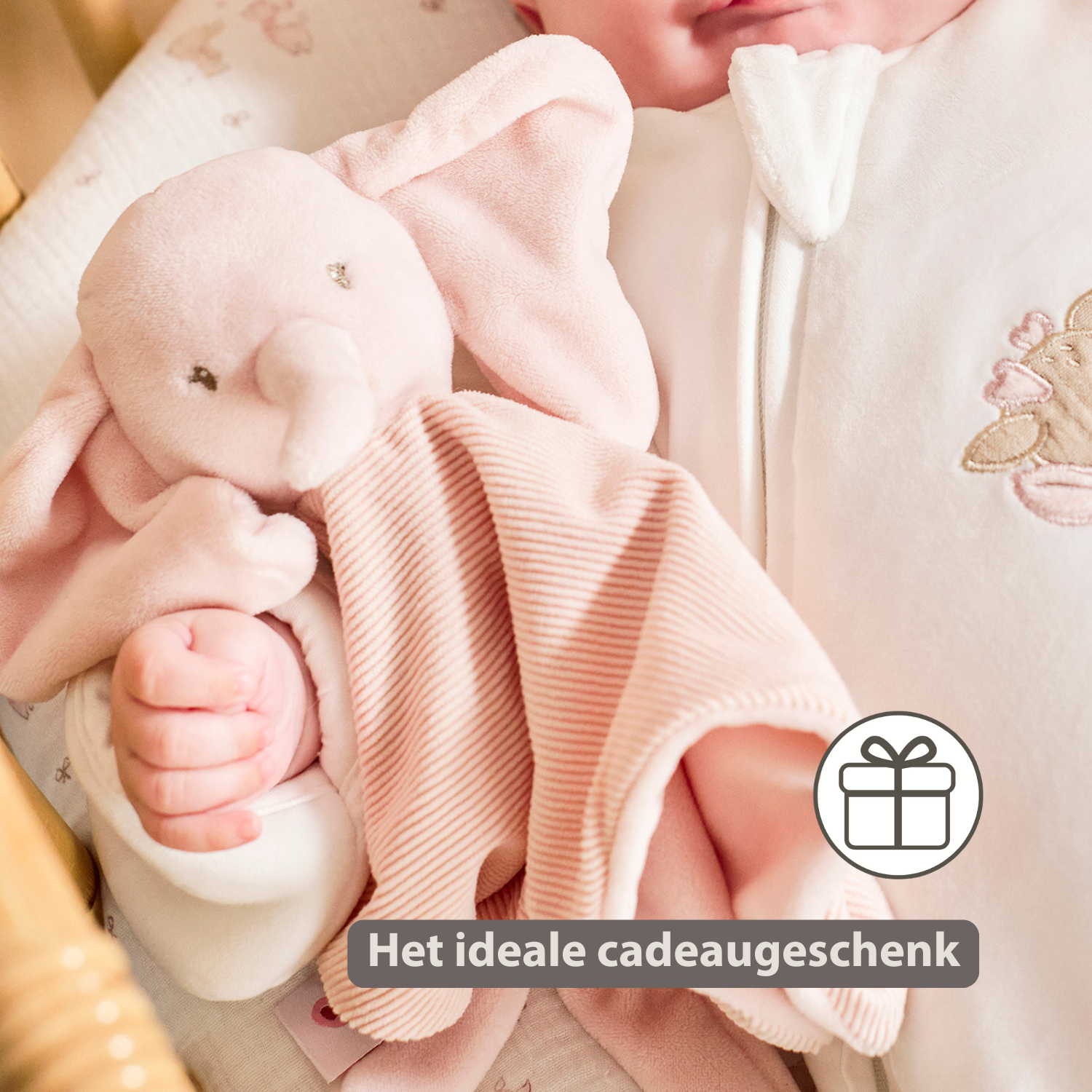 FanFan Baby Cuddle blanket - 27 x 27 cm - Doudou Elephant - Pink [NL]