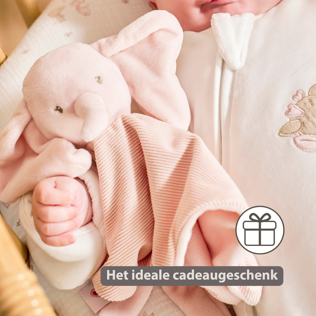 FanFan Baby Cuddle blanket - 27 x 27 cm - Doudou Elephant - Pink [NL]