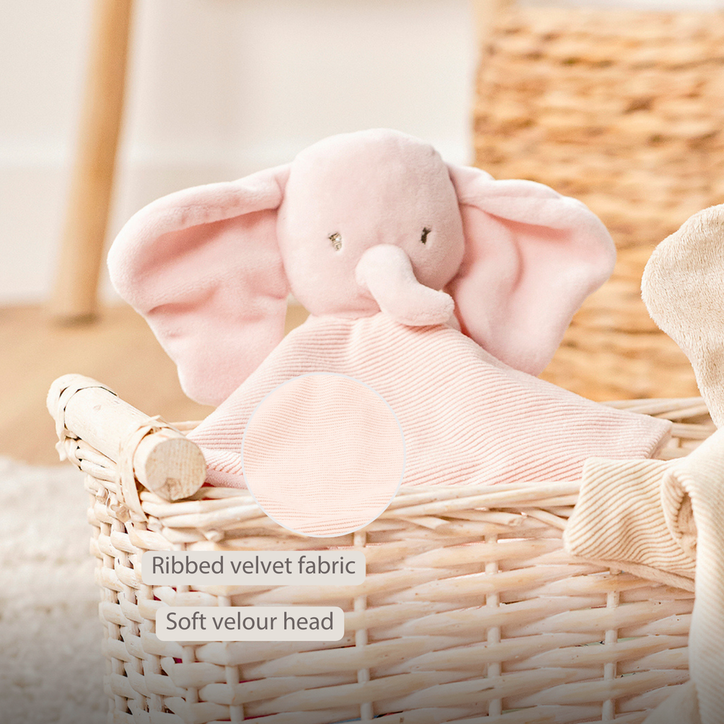 FanFan Baby Cuddle blanket - 27 x 27 cm - Doudou Elephant - Pink [EN]