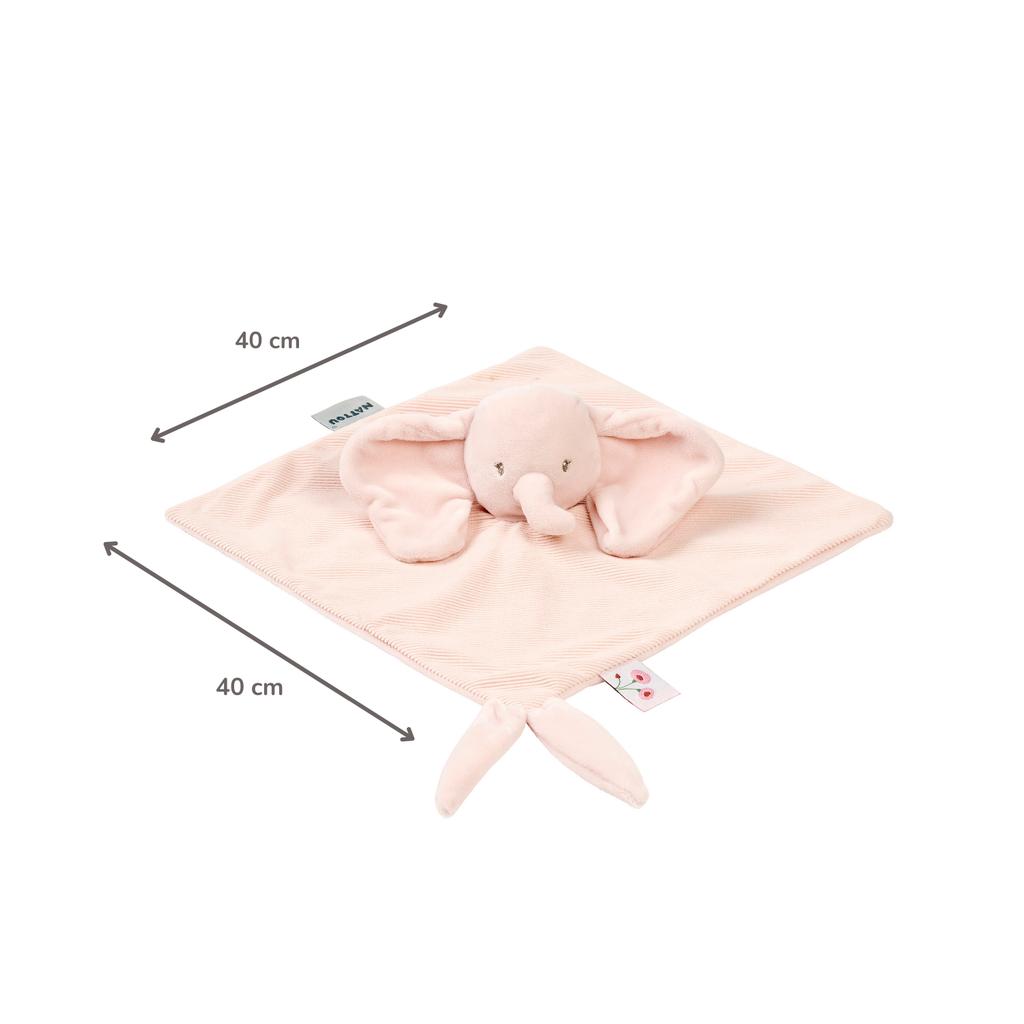 FanFan Baby Cuddle blanket - 27 x 27 cm - Doudou Elephant - Pink [EN]