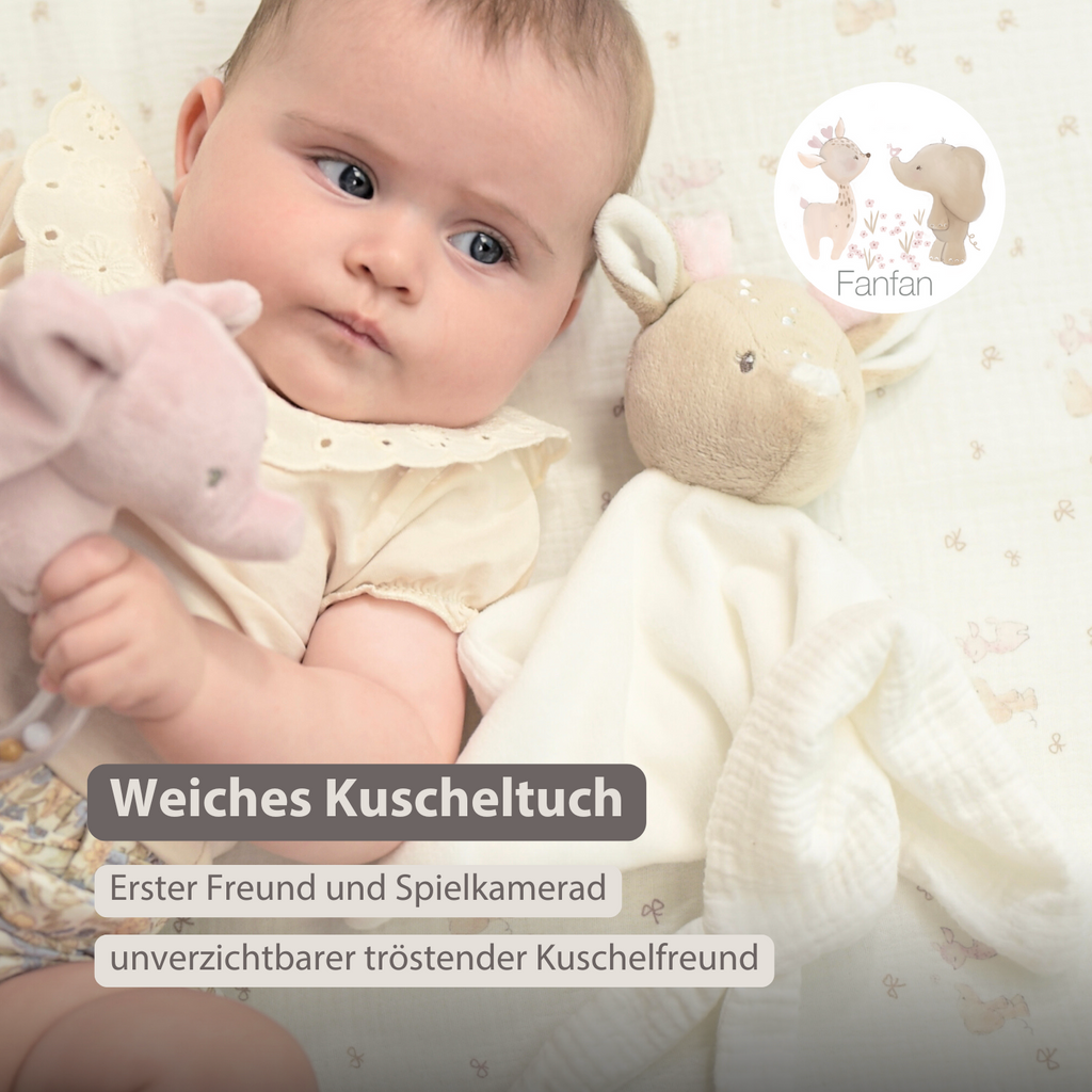 FanFan Baby Cuddly blanket - 27 x 27 cm - Doudou deer - Off White [DE]