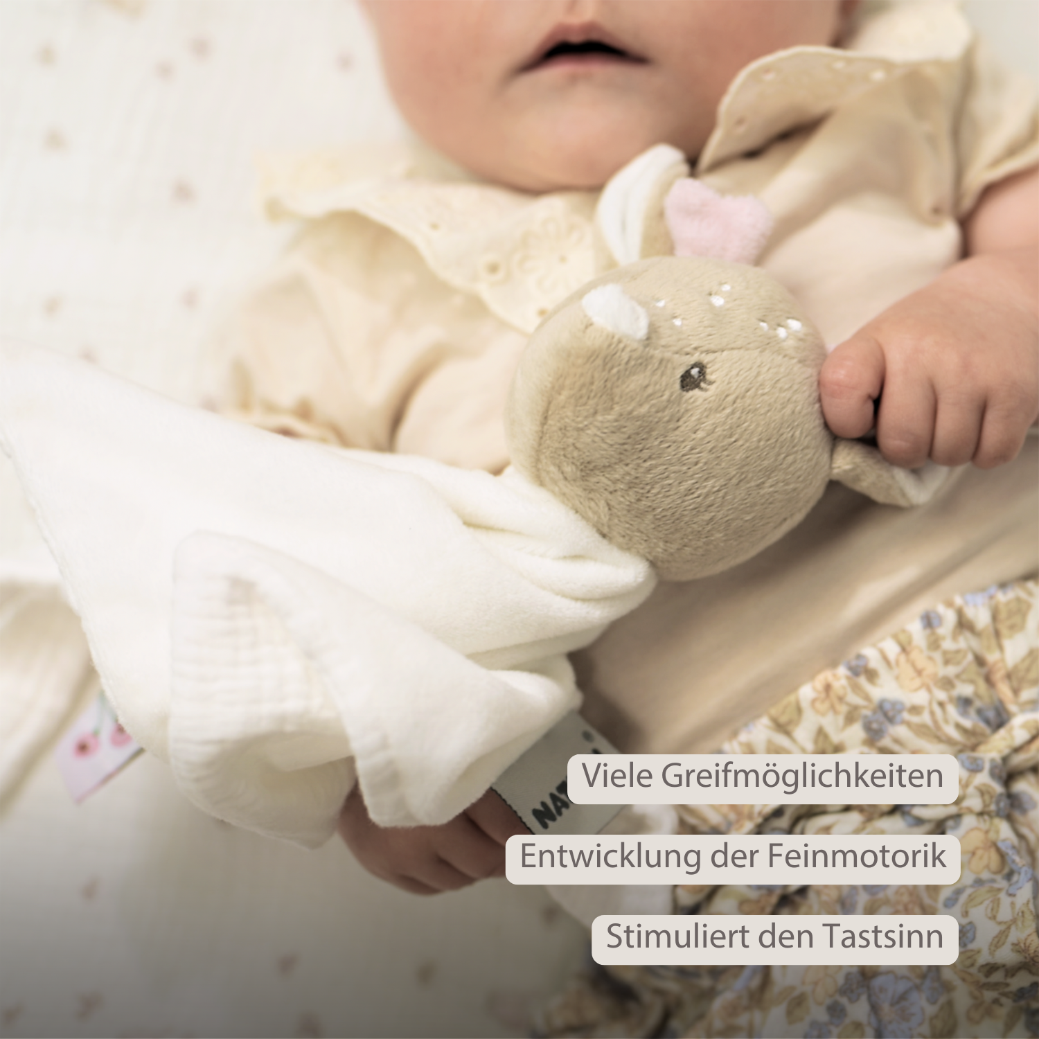 FanFan Baby Cuddly blanket - 27 x 27 cm - Doudou deer - Off White [DE]