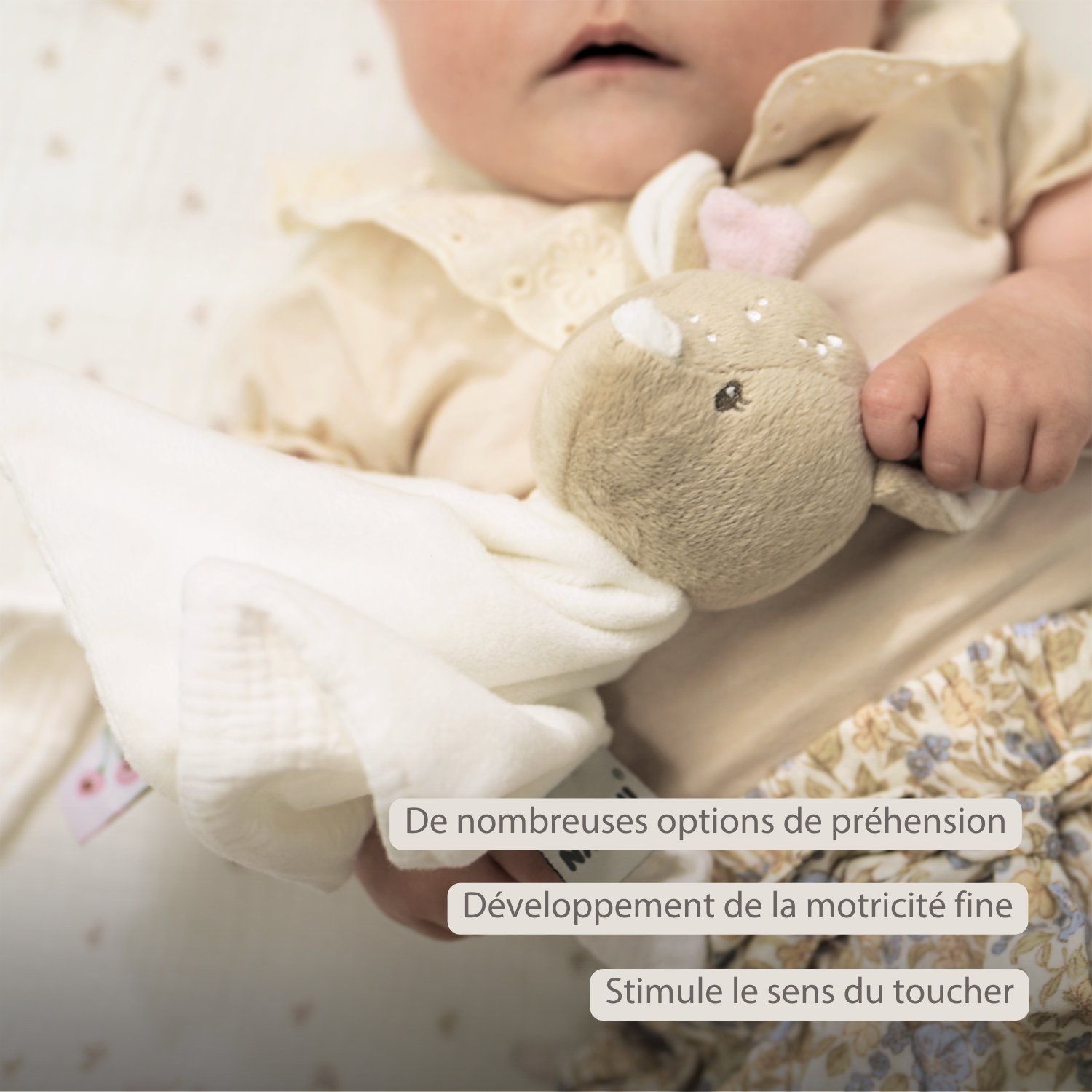 FanFan Baby Cuddly blanket - 27 x 27 cm - Doudou deer - Off White [FR]