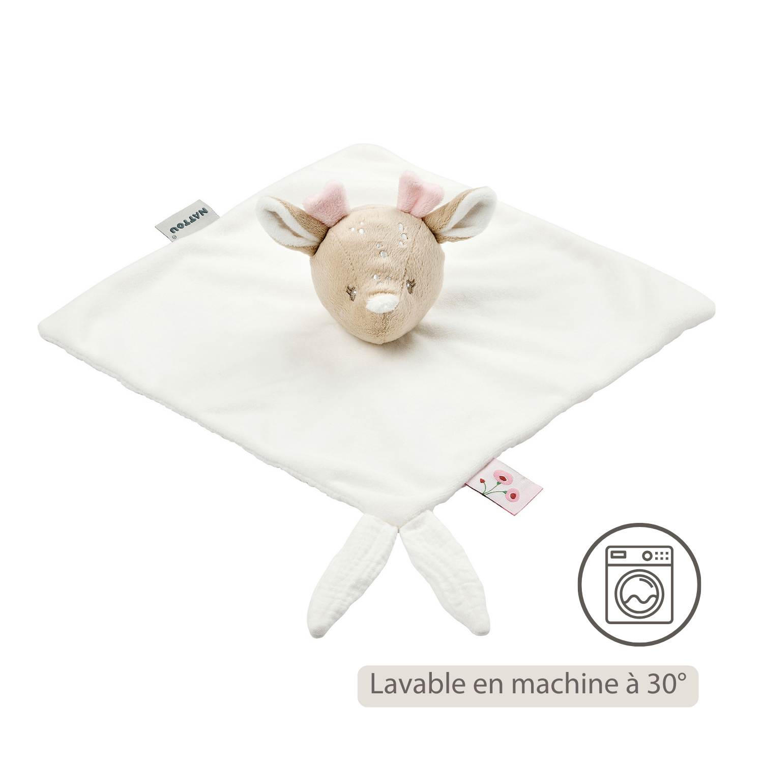 FanFan Baby Cuddly blanket - 27 x 27 cm - Doudou deer - Off White [FR]