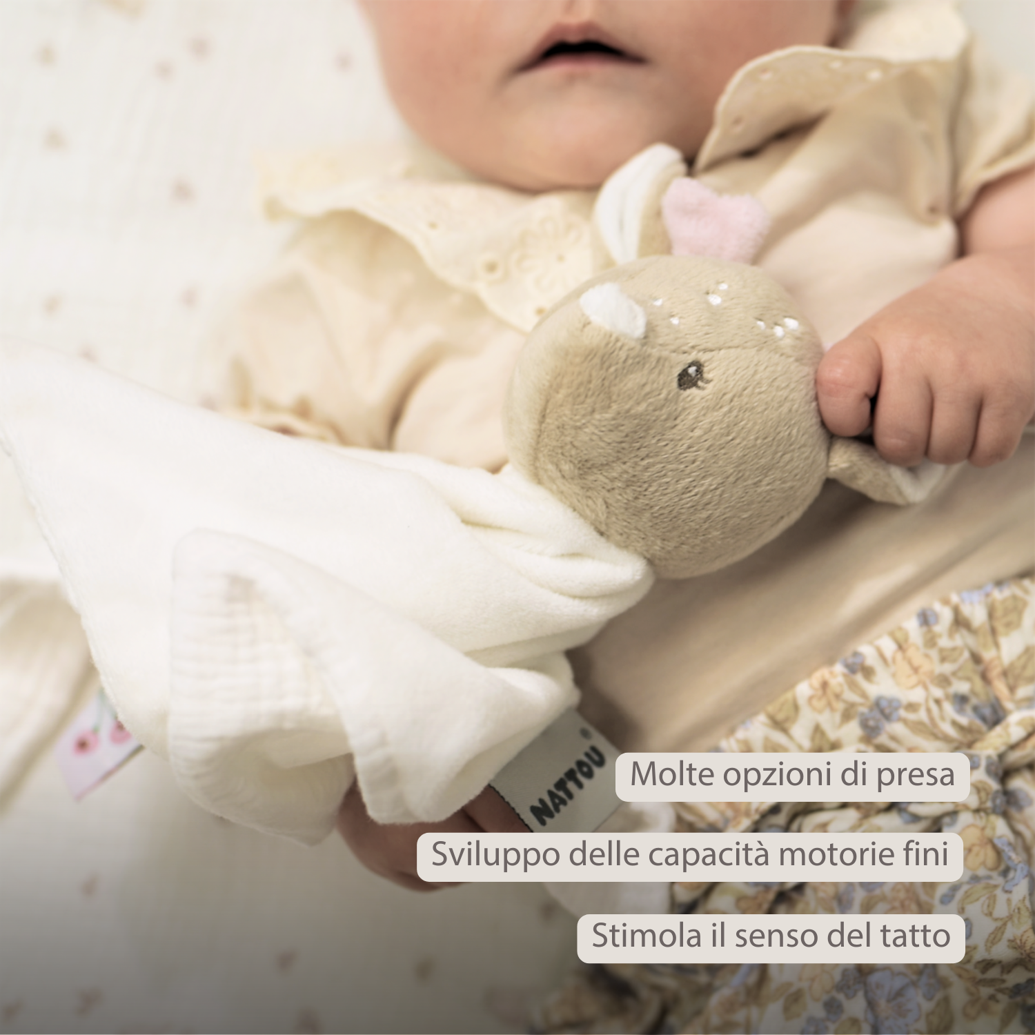 FanFan Baby Cuddly blanket - 27 x 27 cm - Doudou deer - Off White [IT]
