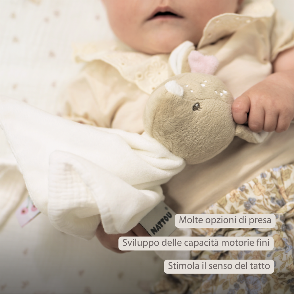 FanFan Baby Cuddly blanket - 27 x 27 cm - Doudou deer - Off White [IT]