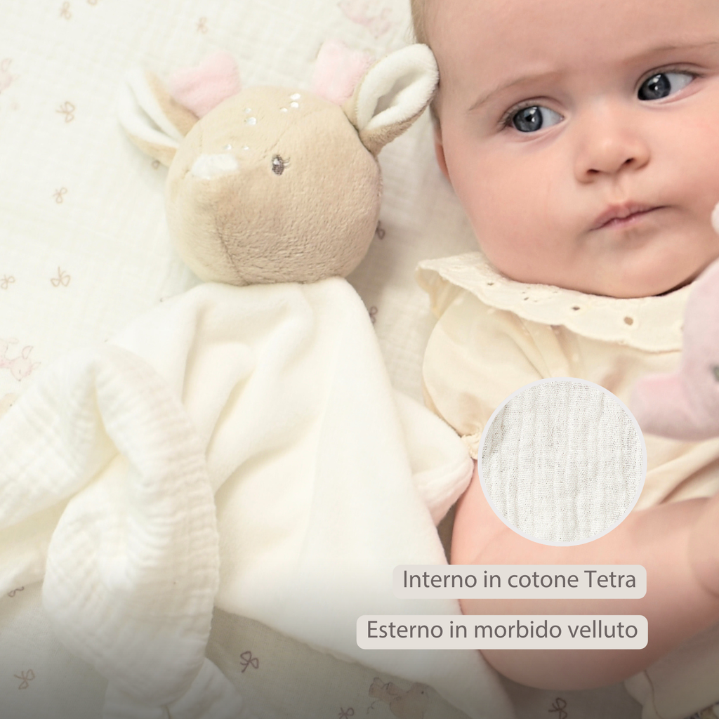 FanFan Baby Cuddly blanket - 27 x 27 cm - Doudou deer - Off White [IT]