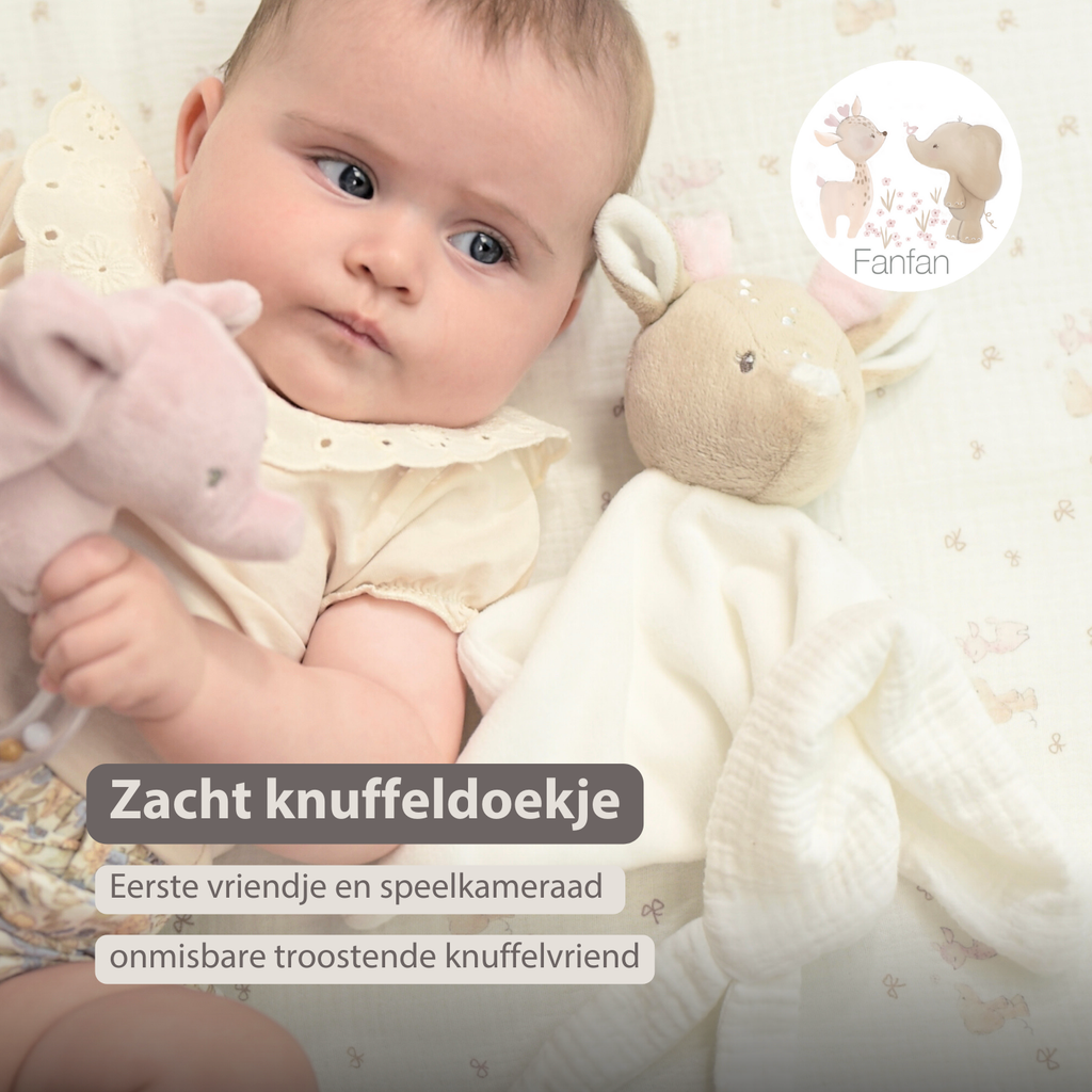 FanFan Baby Cuddly blanket - 27 x 27 cm - Doudou deer - Off White [NL]