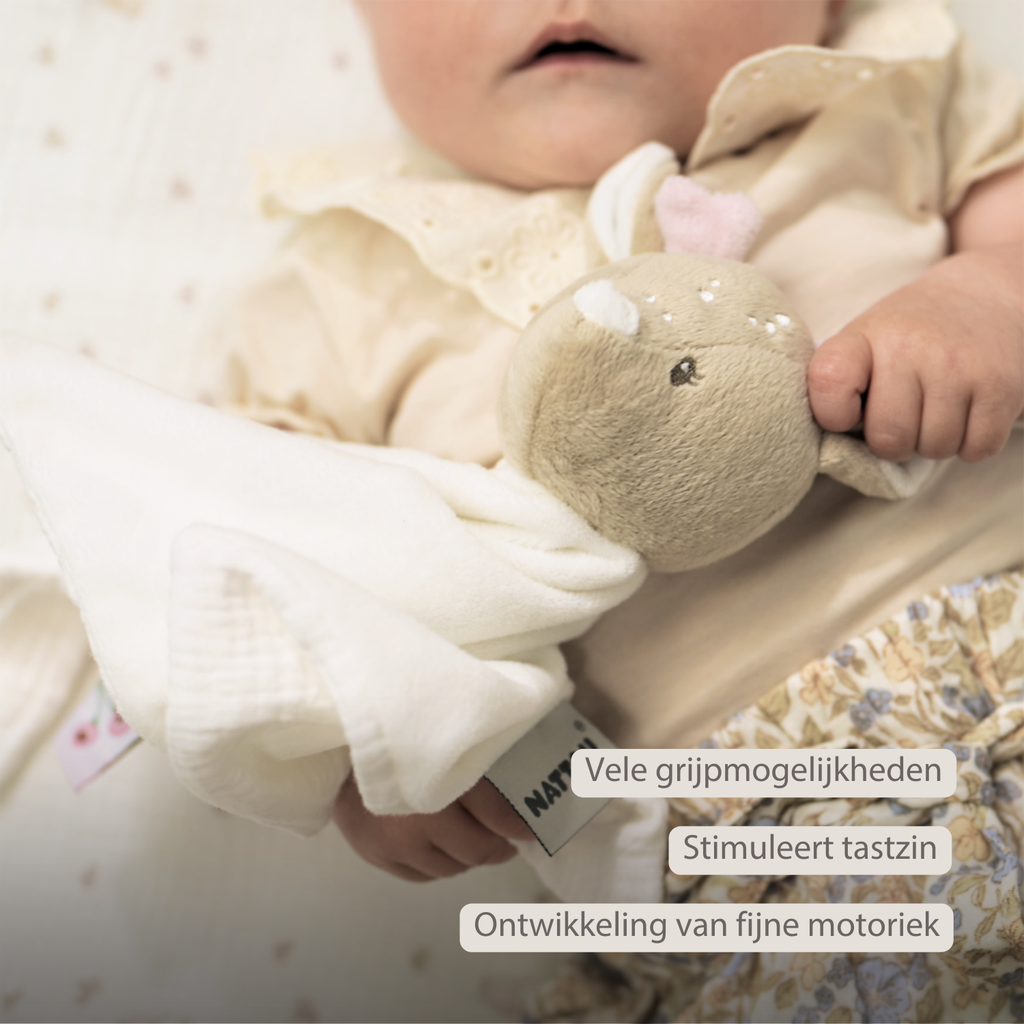 FanFan Baby Cuddly blanket - 27 x 27 cm - Doudou deer - Off White [NL]