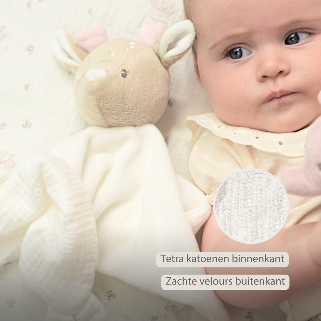FanFan Baby Cuddly blanket - 27 x 27 cm - Doudou deer - Off White [NL]