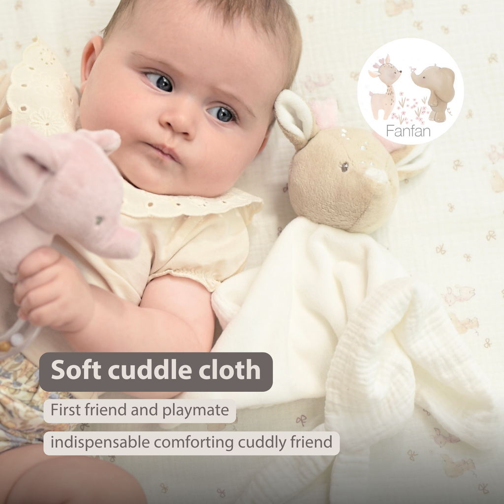 FanFan Baby Cuddly blanket - 27 x 27 cm - Doudou deer - Off White [EN]