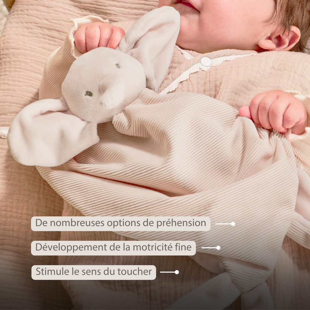 FanFan Baby Cuddly blanket - 65 x 40 cm - Doudou Elephant - Sand [FR]