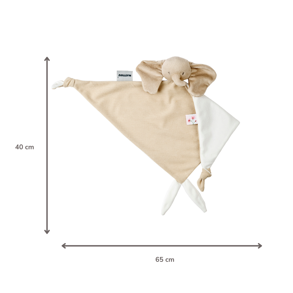 FanFan Baby Cuddly blanket - 65 x 40 cm - Doudou Elephant - Sand [FR]