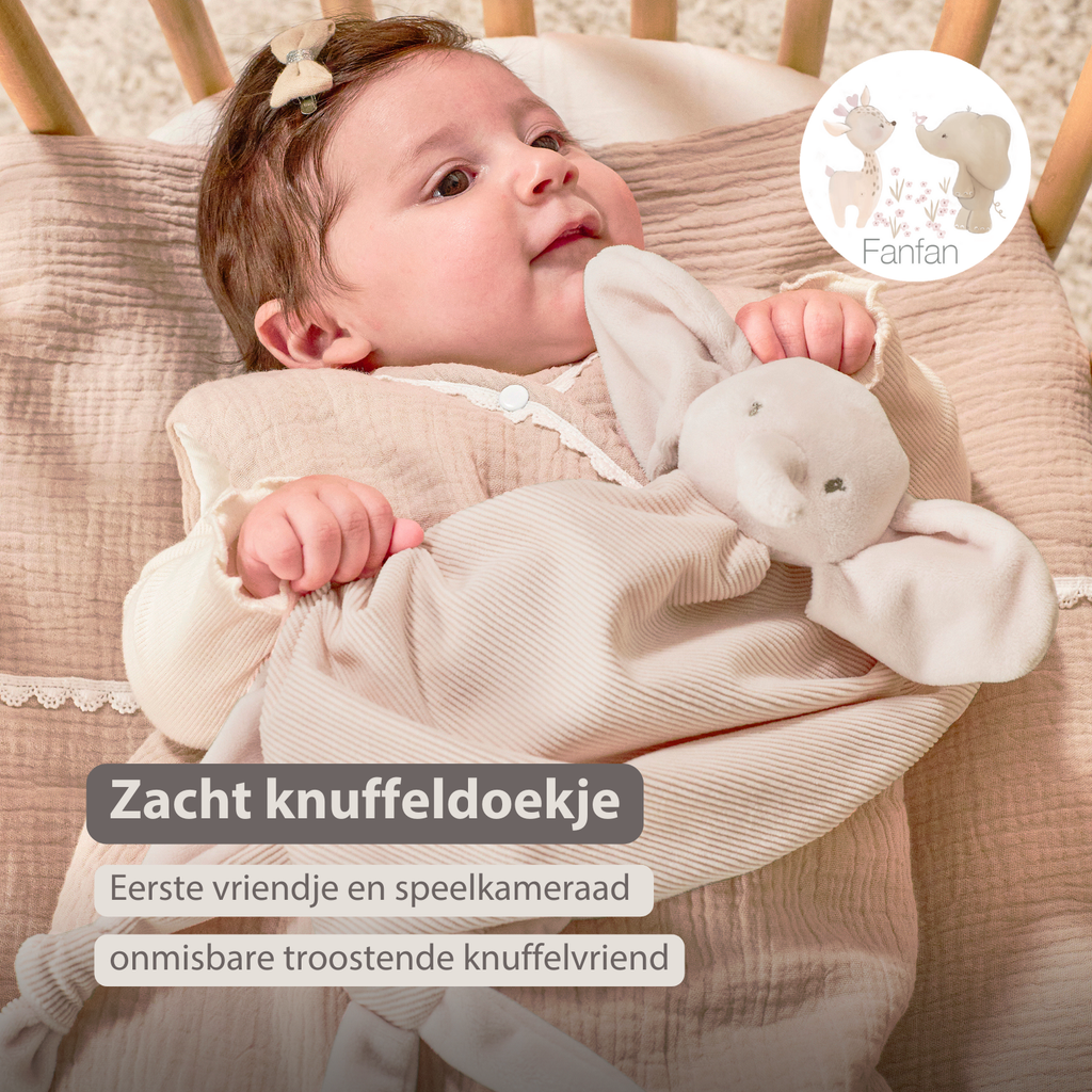 FanFan Baby Cuddly blanket - 65 x 40 cm - Doudou Elephant - Sand [NL]