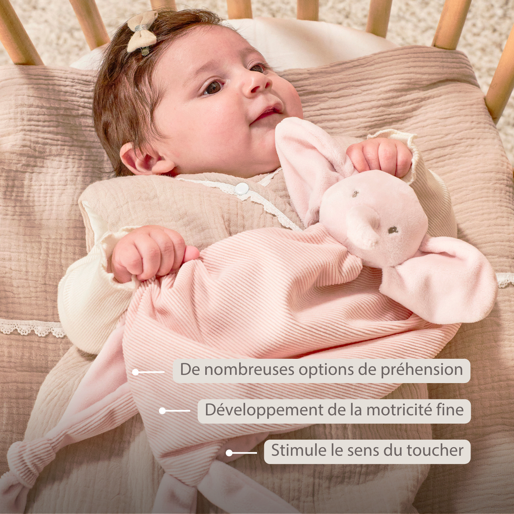 FanFan Baby Cuddle blanket - 65 x 40 cm - Doudou Elephant - Pink [FR]
