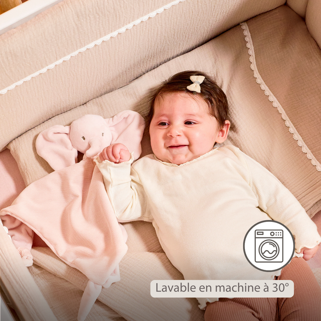 FanFan Baby Cuddle blanket - 65 x 40 cm - Doudou Elephant - Pink [FR]
