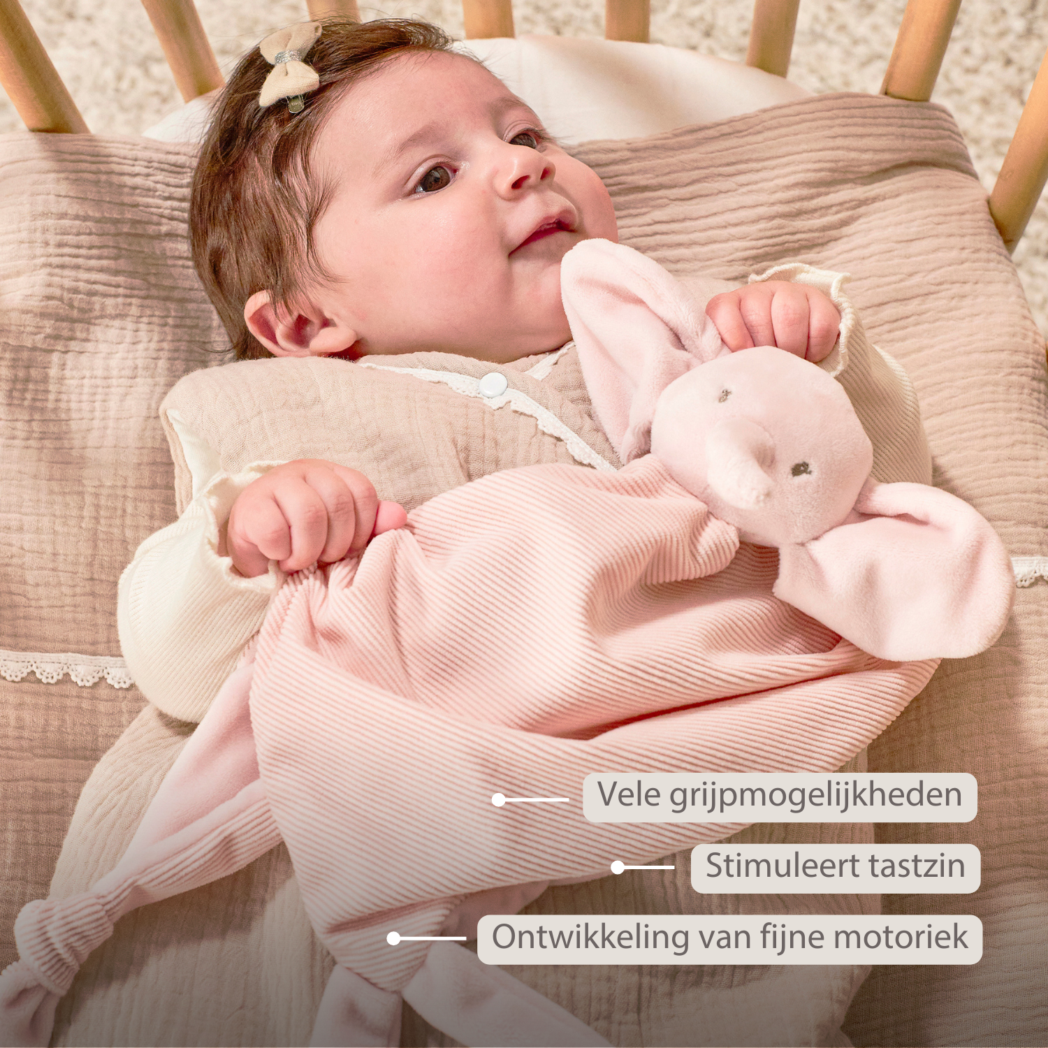 FanFan Baby Cuddle blanket - 65 x 40 cm - Doudou Elephant - Pink [NL]