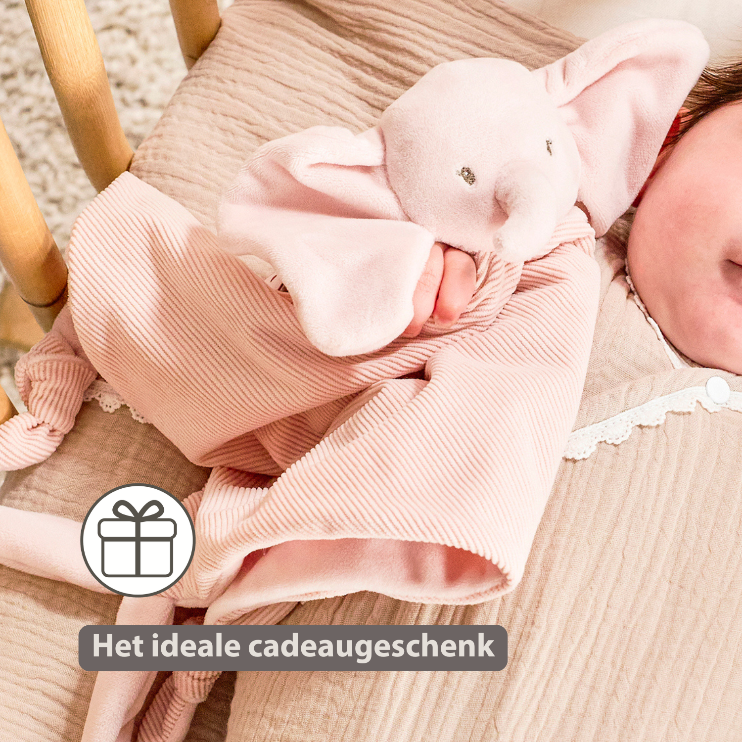 FanFan Baby Cuddle blanket - 65 x 40 cm - Doudou Elephant - Pink [NL]