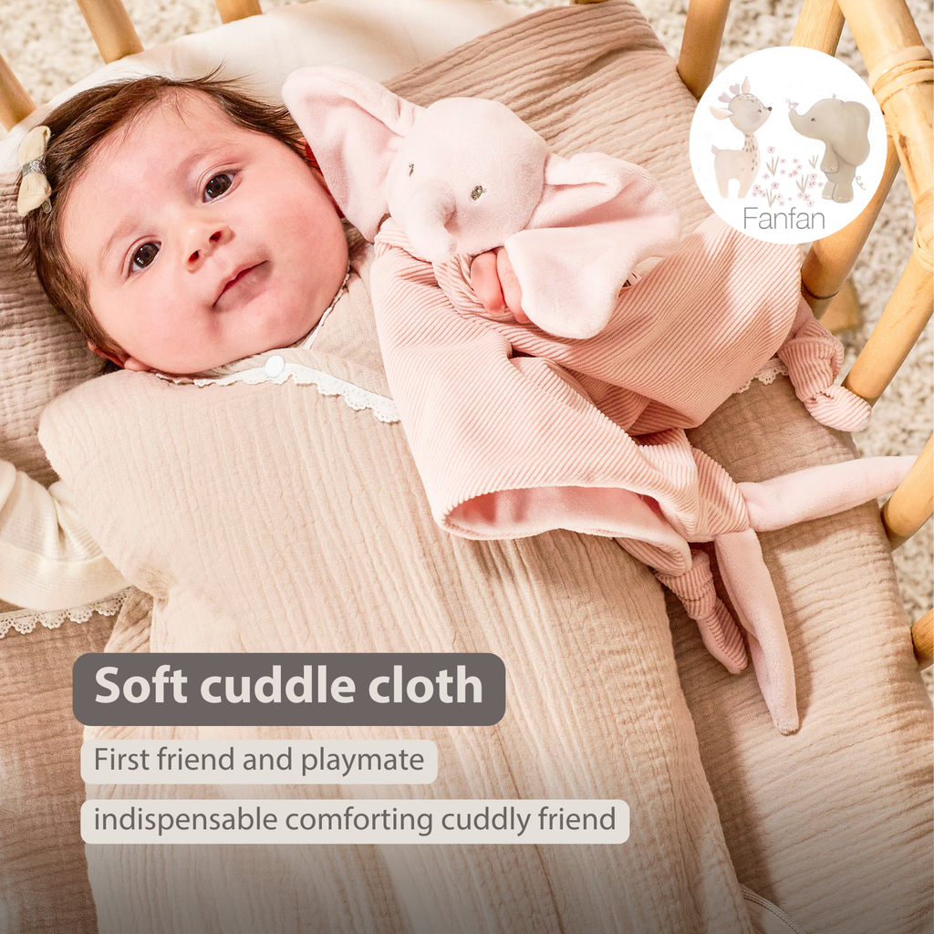 FanFan Baby Cuddle blanket - 65 x 40 cm - Doudou Elephant - Pink [EN]