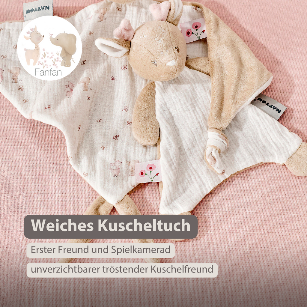 FanFan Baby Cuddle blanket - 65 x 40 cm - Doudou deer - Pink [DE]