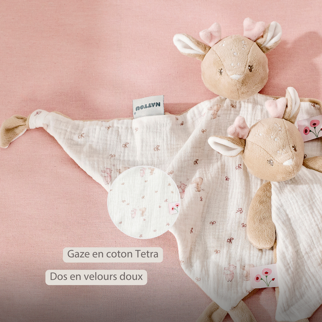 FanFan Baby Cuddle blanket - 65 x 40 cm - Doudou deer - Pink [FR]