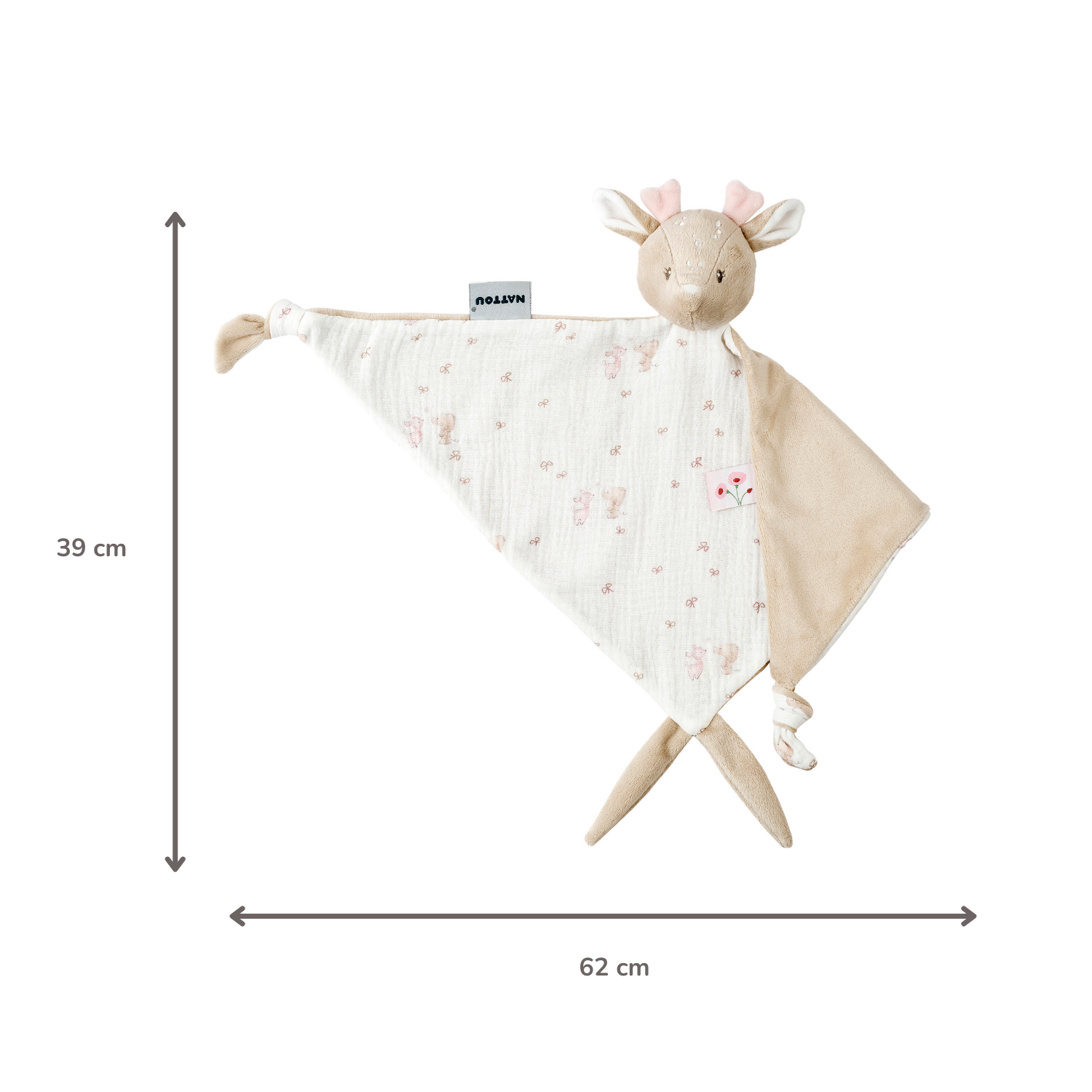 FanFan Baby Cuddle blanket - 65 x 40 cm - Doudou deer - Pink [IT]
