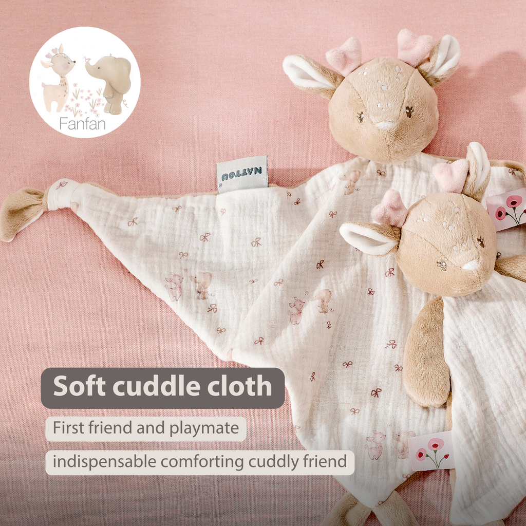 FanFan Baby Cuddle blanket - 65 x 40 cm - Doudou deer - Pink [EN]