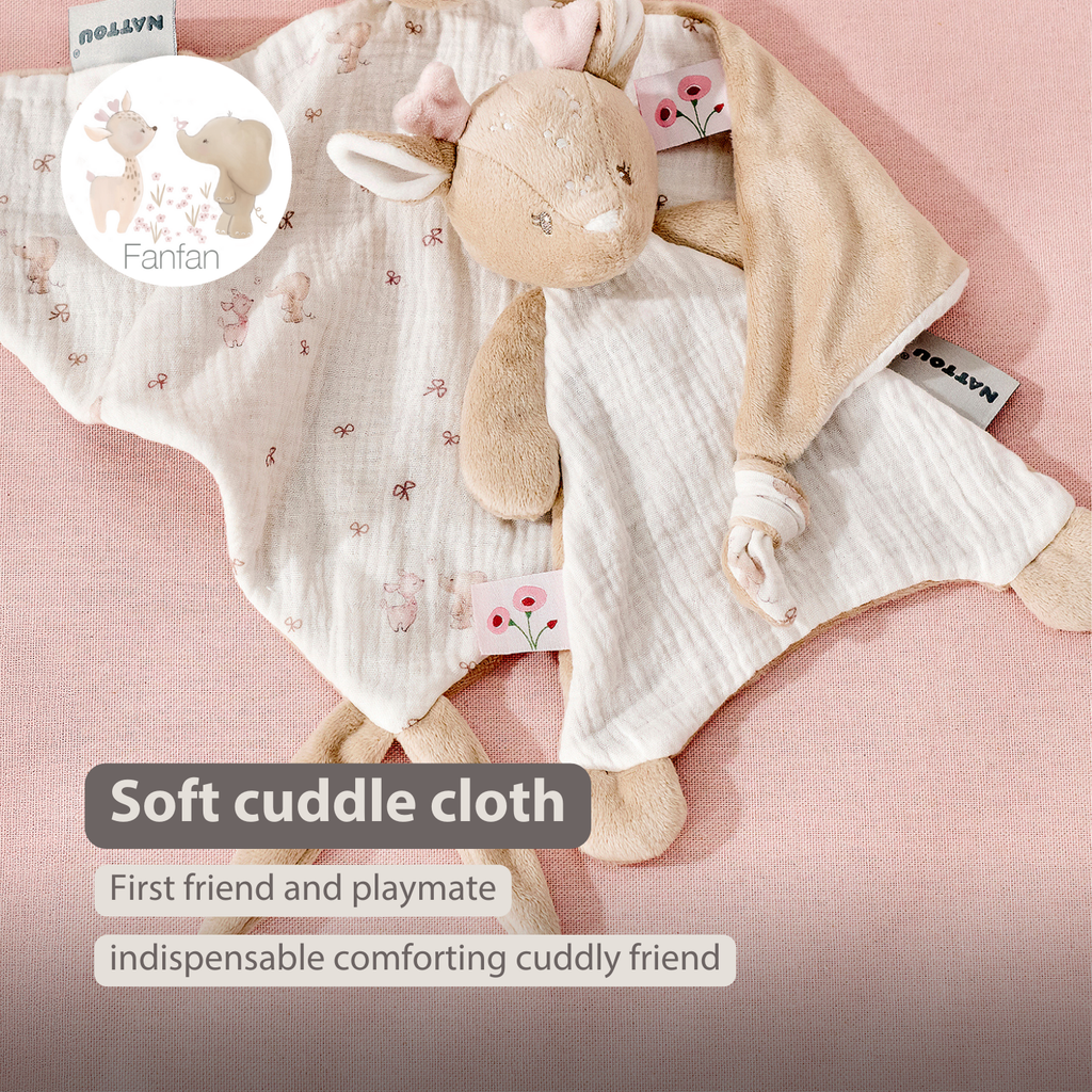 FanFan Baby Cuddle blanket - 65 x 40 cm - Doudou deer - Pink [EN]