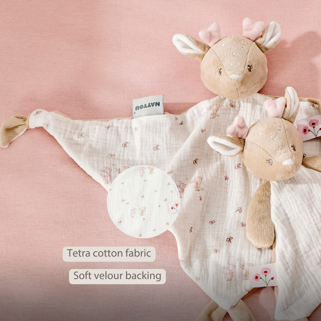 FanFan Baby Cuddle blanket - 65 x 40 cm - Doudou deer - Pink [EN]