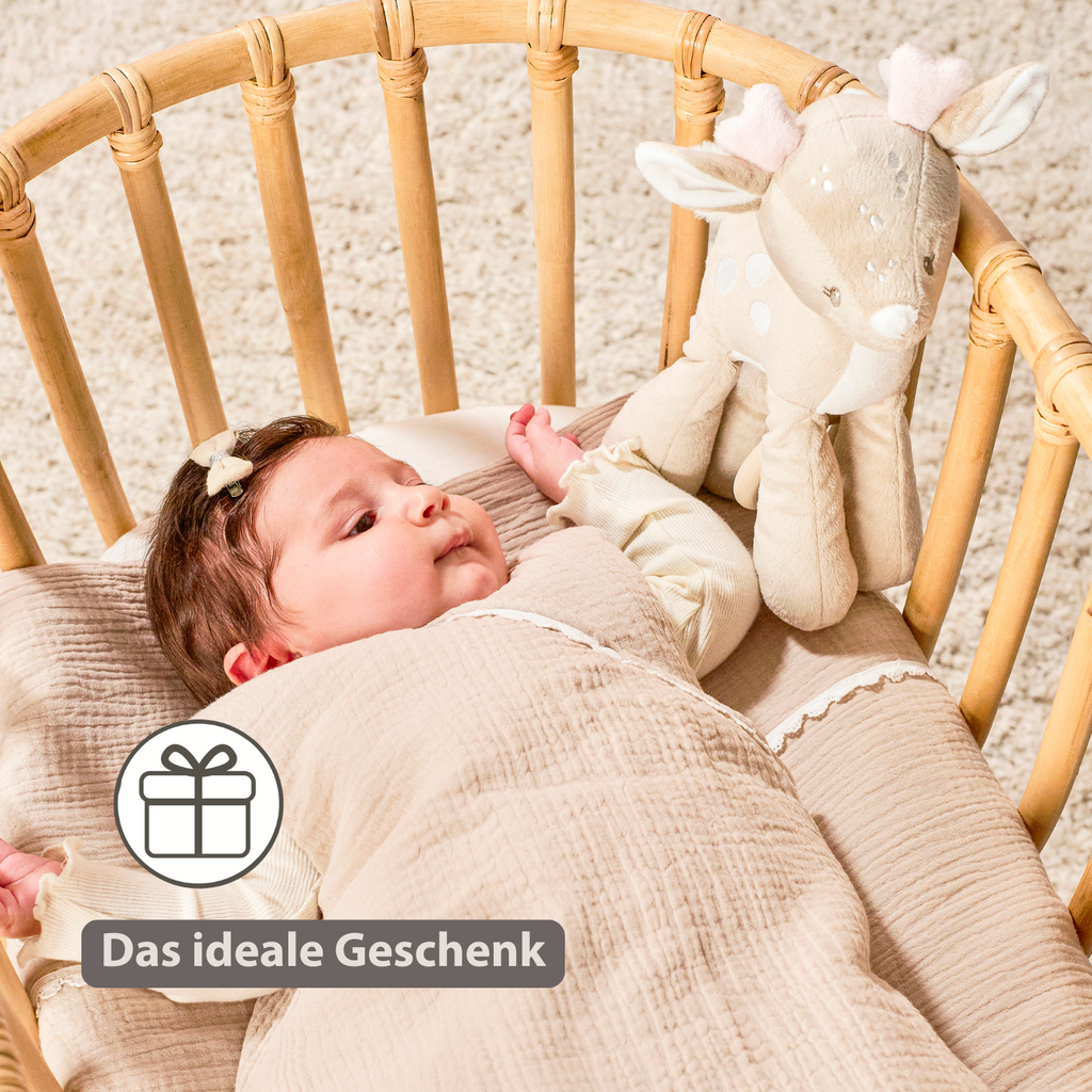 FanFan Musical soft toy little deer - 25 cm - Soft toy with music - Beige [DE]