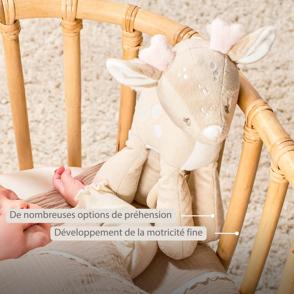 FanFan Musical soft toy little deer - 25 cm - Soft toy with music - Beige [FR]