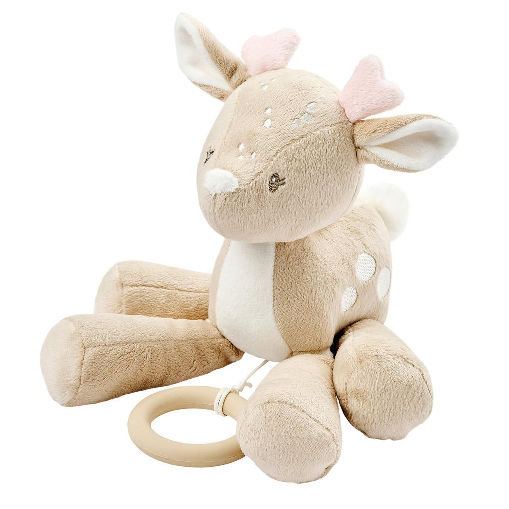 FanFan Musical soft toy little deer - 25 cm - Soft toy with music - Beige [EN]