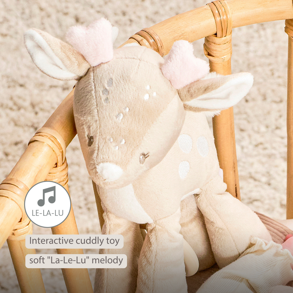 FanFan Musical soft toy little deer - 25 cm - Soft toy with music - Beige [EN]