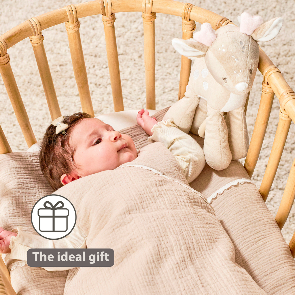 FanFan Musical soft toy little deer - 25 cm - Soft toy with music - Beige [EN]