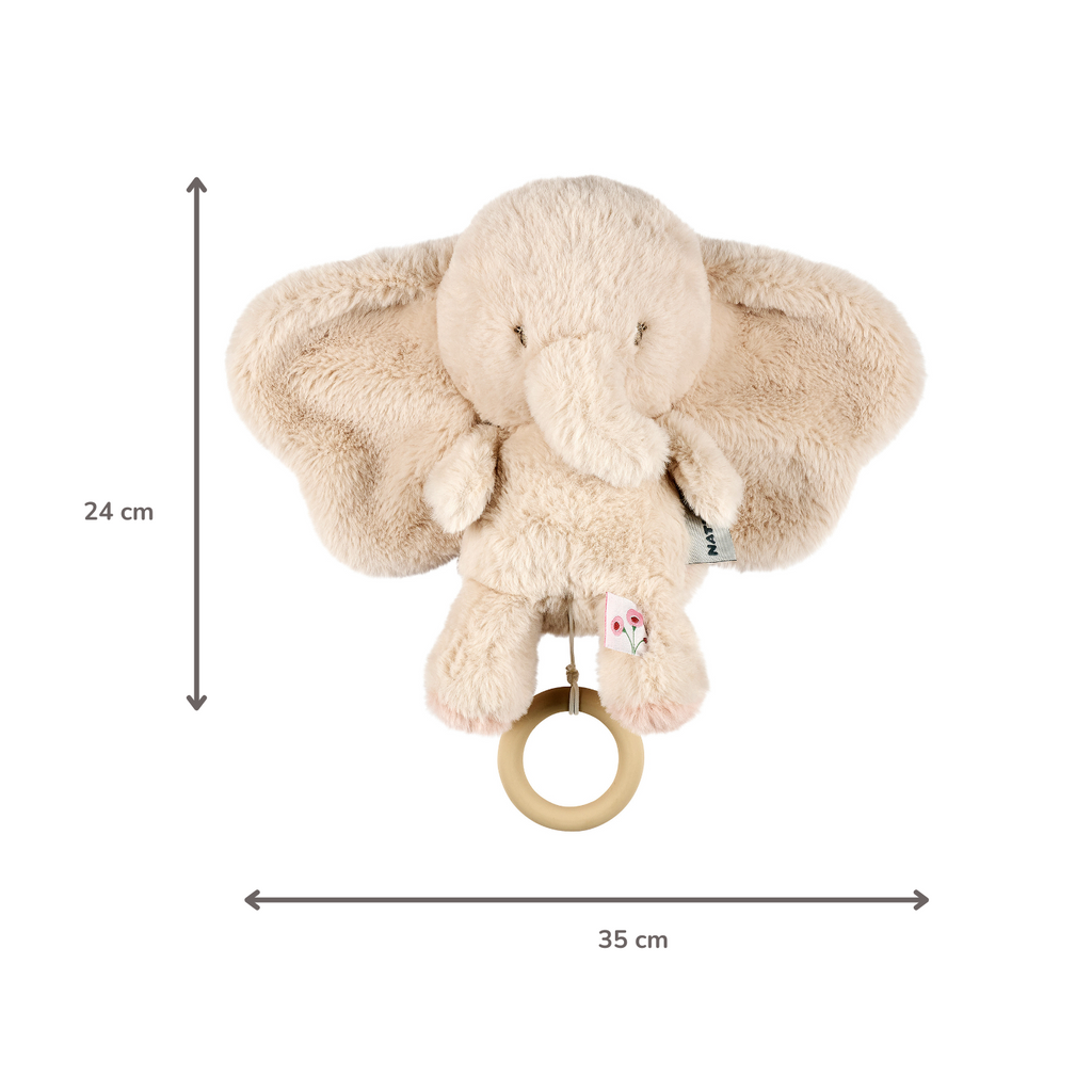 FanFan Musical Cuddle Elephant - 25 cm - Soft Cuddle with Music - Sand [FR]