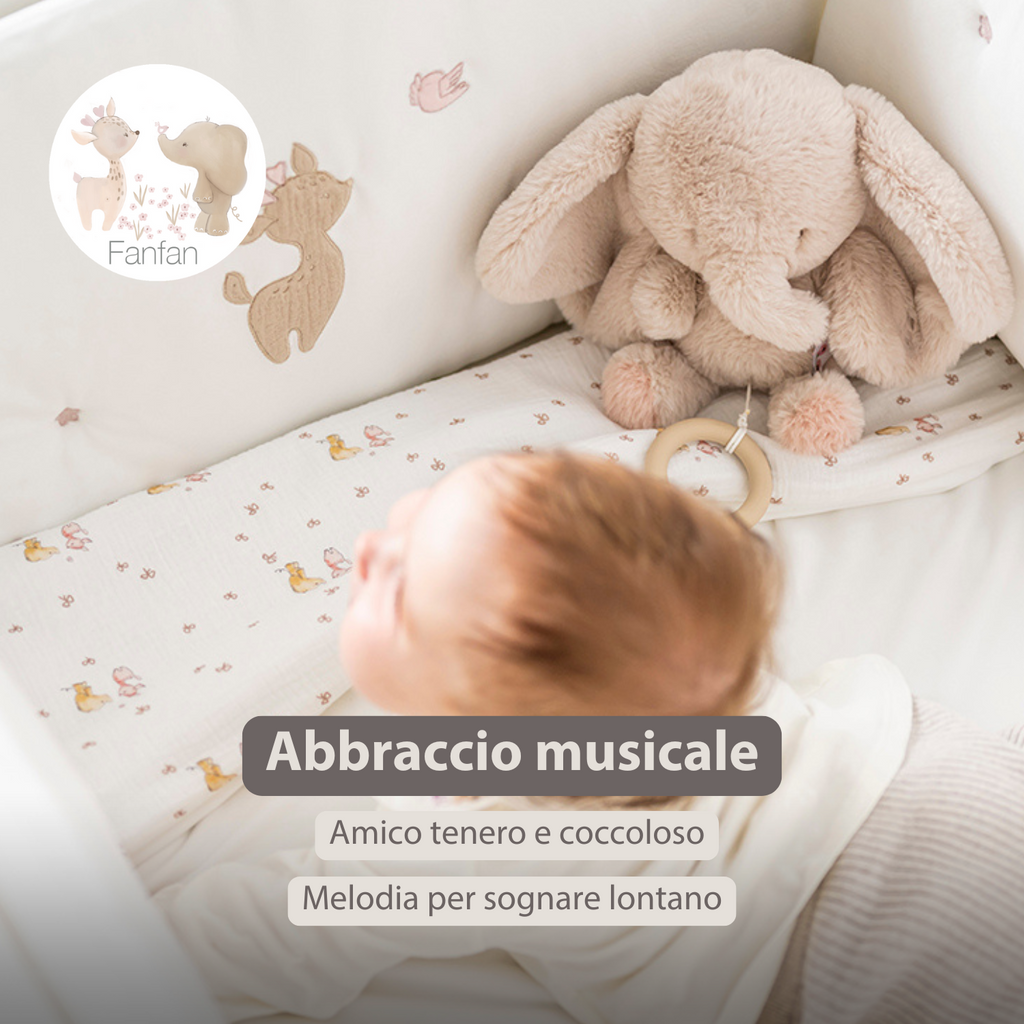 FanFan Musical Cuddle Elephant - 25 cm - Soft Cuddle with Music - Sand [IT]