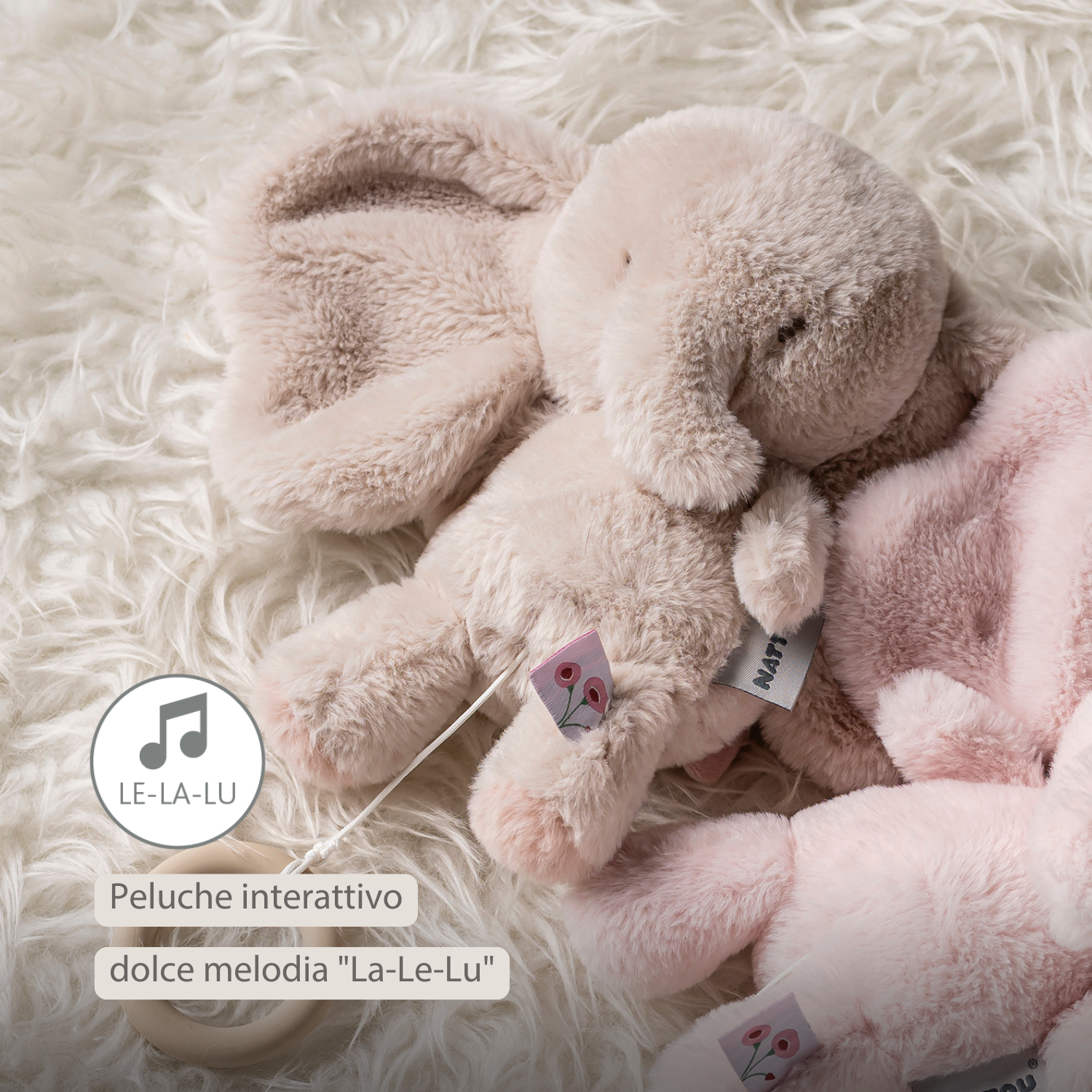 FanFan Musical Cuddle Elephant - 25 cm - Soft Cuddle with Music - Sand [IT]