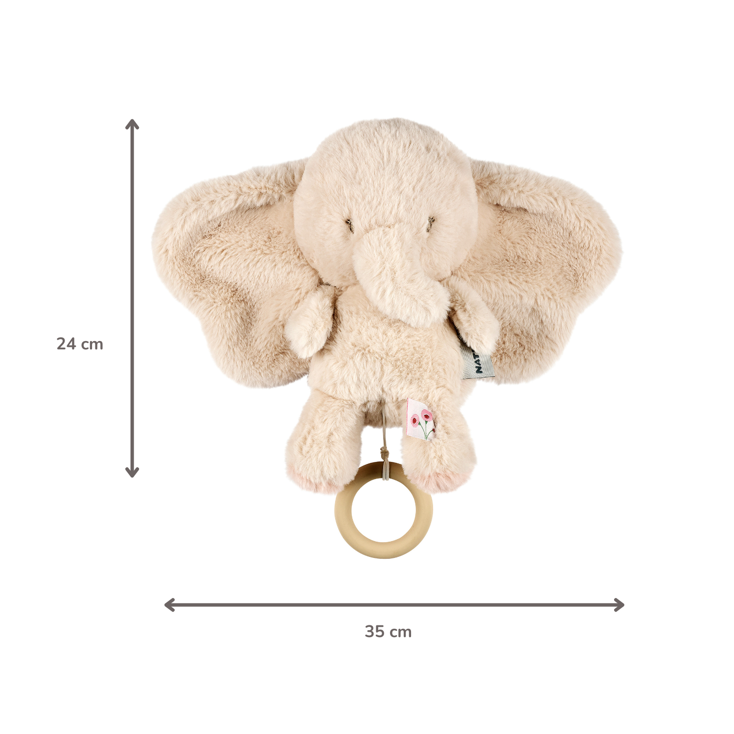 FanFan Musical Cuddle Elephant - 25 cm - Soft Cuddle with Music - Sand [NL]
