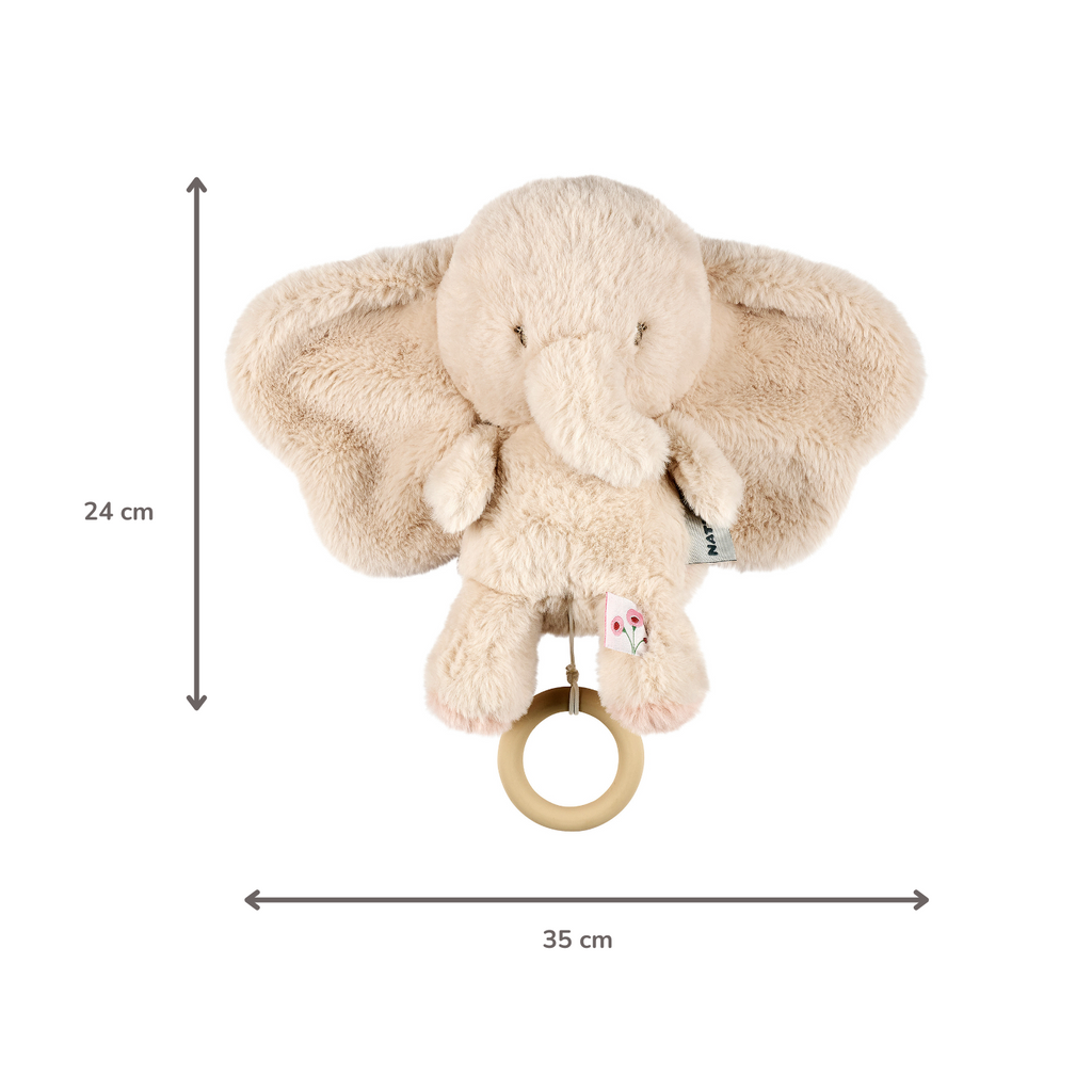 FanFan Musical Cuddle Elephant - 25 cm - Soft Cuddle with Music - Sand [NL]